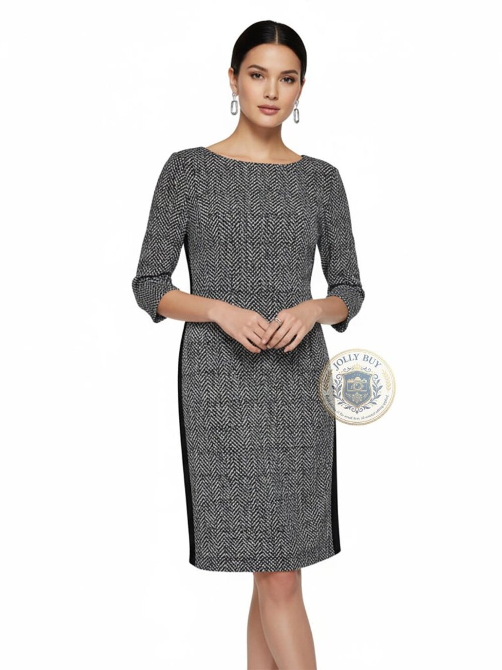 Ralph Lauren Dress Colorblock ¾ Sleeve Stretch Jersey Snake Print  Size 14 NEW